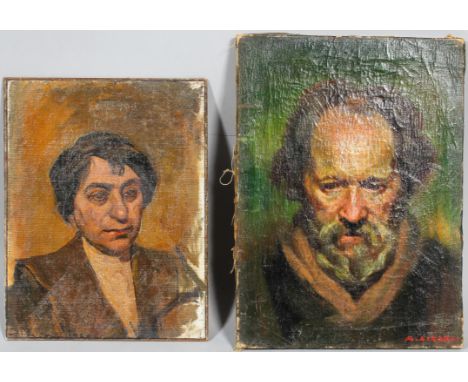 Giorgio Matteo Aicardi (1891-1984), Portrait of a peasant with eyes downcast and a beard, oil on canvas, signed lower right, 