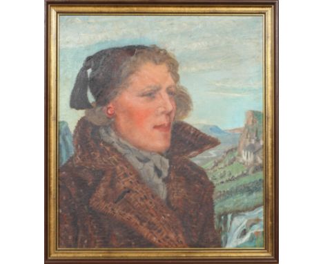 Portrait of a Lady, mid 20th century British School, inscribed to reverse, oil on canvas