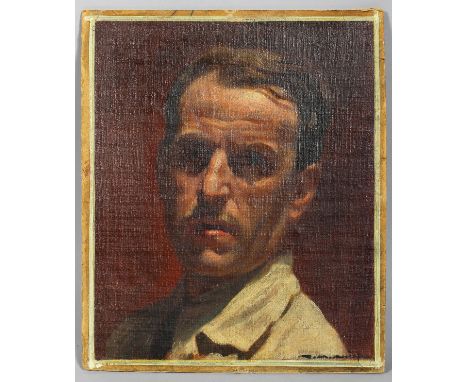 Giorgio Matteo Aicardi (1891-1984), Self portrait, oil on canvas laid on to board, signed lower right, dated 1940 verso, 37cm