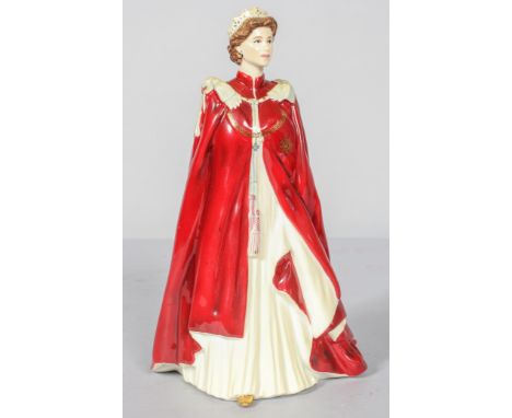 A Royal Worcester figure of Elizabeth II. made to celebrate the Queen's 80th birthday in 2006, printed marks, 24cm high figur