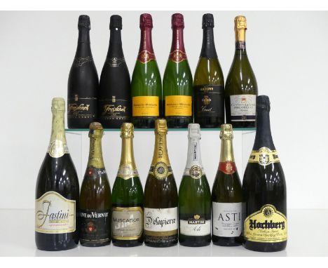 2 bts Freixenet Cordon Negro Cava NV 2 bts Bernard-Massard Cuvée de L'Écusson Brut Vin Vin Mousseux NV 1 bt Hardy crest Spark