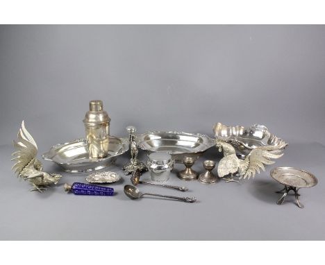 Miscellaneous silver and silver plate, including a small tea caddy with gilded interior, Chester hallmark 1964, mm JDWD; silv