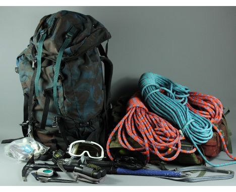 Professional Mountaineering Kit, as used in the Alps and Karakoram mountain range, this lot includes Karrimor rucksacks, ice 