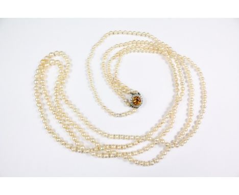 Antique graduated pearl necklace, on a white metal clasp, approx 72 cms l, each pearl measures from 4mm to 6mm. (pearls are i