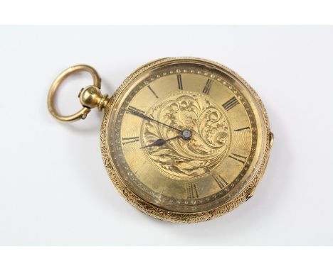 Andre Mathey Late 19th century 18ct gold open faced pocket watch, the watch having a gold face with Roman dial, silver metal 