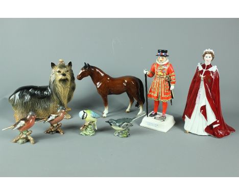 Miscellaneous porcelain; including a Goebel Chief Yeoman (af), Royal Worcester figurine of Queen Elizabeth II 80th Birthday, 