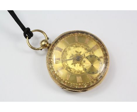 Gowlands Liverpool late 19th century gentleman's 18ct fusee open faced pocket watch, the engraved four pillar movement nr 165