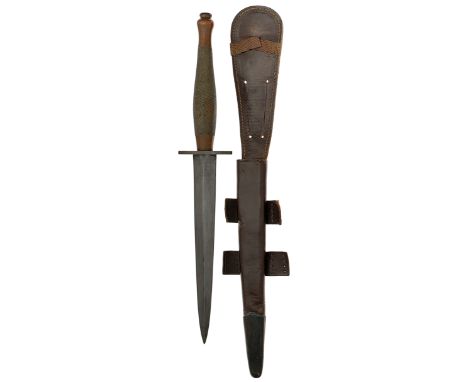 WW2 2nd pattern Fairbairn-Sykes Parkerised Commando fighting knife with logoA good issued and scarce example. The hilt with P