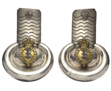 Victorian Royal Lancashire Militia 1830 pattern Shoulder Scales.A scarce pair of silver plated shoulder scales, within the cr