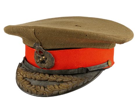 WW1 Period British General’s Peaked Cap.This example was tailored by “A.J. Whyle” of London. The caps retains bullion embroid