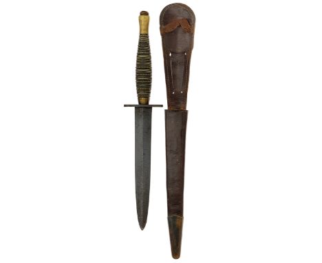 WW2 Scarce Beaded and Ribbed Pattern Fairbairn-Sykes fighting knife.This example with beaded and ribbed design to the grip. D