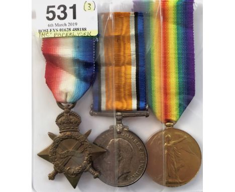 WW1 Gordon Highlanders 1914/15 Star Group of Three Medals.Awarded to “S-1701 CPL R. HAMILTON  GORD HIGHRS”. Comprising: 1914/