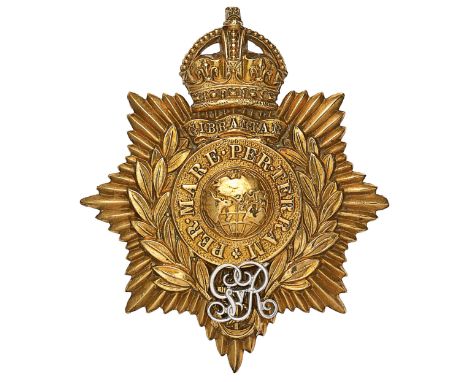 Royal Marines Artillery Band / Portsmouth Band   helmet plate.A good die-stamped brass example. Crowned star bearing laurel s