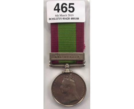81st (Loyal Lincoln Volunteers) Paymaster  1878-80 Afghanistan War Medal, clasp “Ali Musjid”.Awarded to “PAYMR C.H. HIGNETT 8