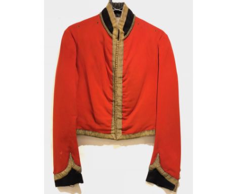 Victorian East Lothian Yeomanry Cavalry Officer’s Mess Jacket.The jacket is of stable jacket form, scarlet Melton cloth with 