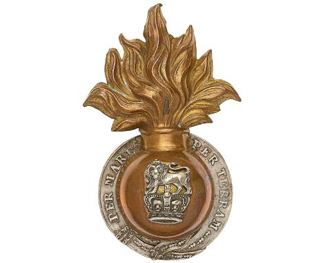 Royal Marine Light Infantry Victorian pre 1878 Drum Major’s fur cap grenade .A good exceedingly rare example. Die-stamped bra