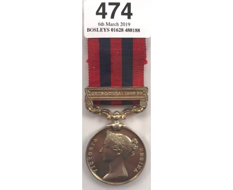 1st Bn Border Regiment India General Service Medal, clasp “Chin-Lushai 1889-90”Awarded to “2295 PTE B O’HARE 1ST BORD R”. Pri