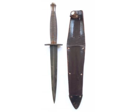 3rd Pattern Fairbairn-Sykes Parkerised “3” Commando fighting knife.A good example. The pommel stamped with a “3”, the hilt wi