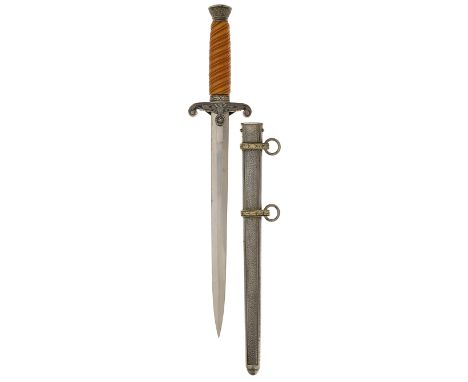 German Third Reich Army Officer’s Dagger by Carl Eickhorn, Solingen.A good example with amber spiral ivorine grip and plain p