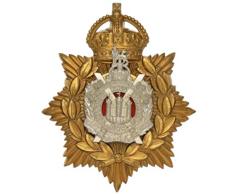 King’s Own Scottish Borderers Edwardian OR’s helmet plate circa 1901-05.A good die-stamped bi-metal example by JR Gaunt and S