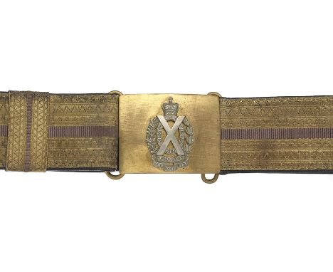 Scottish Horse Officer’s full dress waist belt.A rare example by Wm. Anderson &amp; Sons, 14 George Street, Edinburgh. Black 