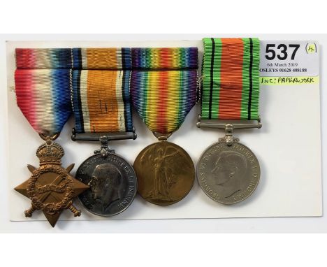 WW1 Royal Inniskilling Fusiliers WW2 Metropolitan Police Gallipoli Veterans Group of Four Medals.Awarded to “9975 PTE R. MC K