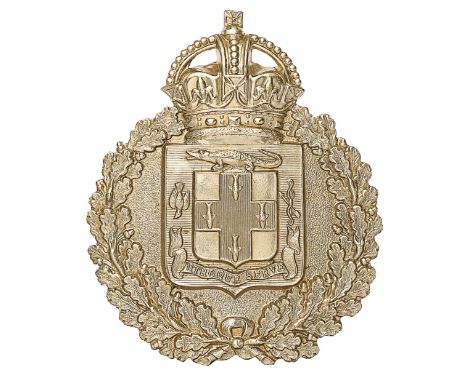 West Indies. Jamaica Constabulary pre 1953 police helmet plate.A good die-stamped non-voided example. Within crowned oak spra