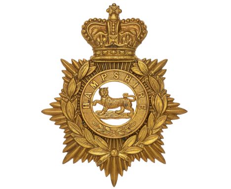Hampshire Regiment Victorian OR’s helmet plate circa 1881-1901.A good die-stamped brass example. Crowned star bearing laurel 