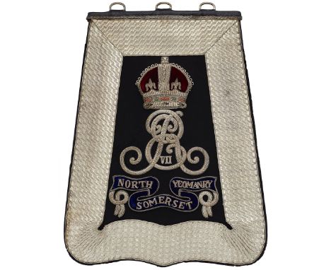 North Somerset Yeomanry Edward VII Officer’s Sabretache. An extremely rare and superb example. The ground of the flap is dark