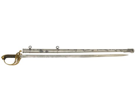 Victorian 1822 Infantry Pattern Levee Pattern Sword.This example with a narrow single edged blade with etched decoration of a