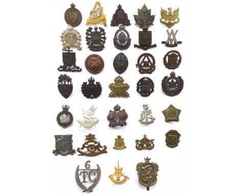 23 assorted Canadian Officer Training Corps OTC cap badges &amp; 10 colonialSaskatchewan University ... Arcadia University ..