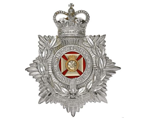 Duke of Edinburgh’s Royal Regiment (Berkshire and Wiltshire) EIIR Corps of Drums/Band helmet plate.A good silver chromium pla