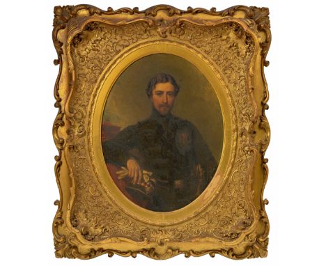 Victorian Attributed Portrait of an Officer of the Scots Guards.This fine quality oil on board portrait depicts a head and sh