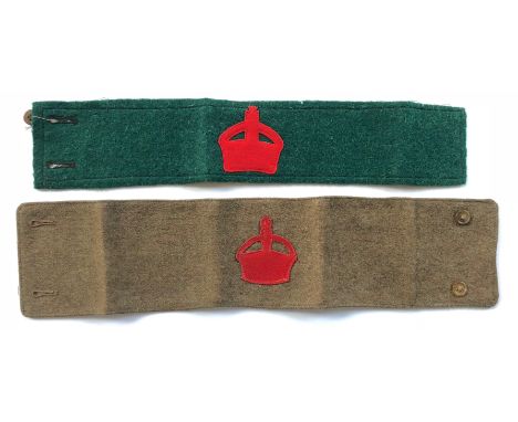 WW1 Women's Land Army Armband &amp; Kitchener's Army Armband.A good example of a WW1 Women's Land Army Felt Cloth National Se