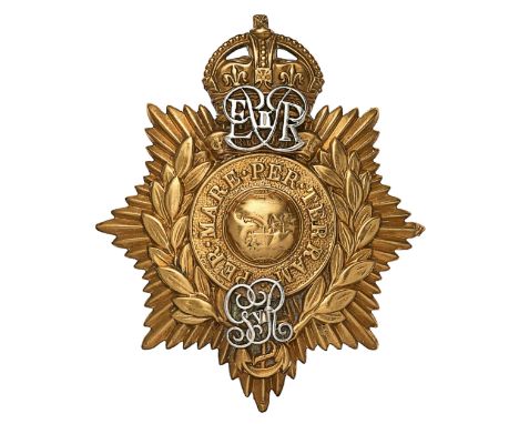 Royal Marines Portsmouth Band helmet plate. A good die-stamped brass example. Crowned star bearing laurel sprays with ‘GIBRAL