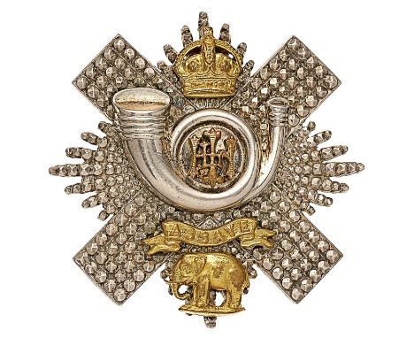 Scottish. Highland Light Infantry Officer’s  HLI glengarry circa 1901-52.A fine example. Die-stamped faceted silvered thistle