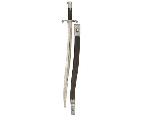 British 1856 Pattern Sword Bayonet with Etched Blade.A good example, single edged Yataghan blade with fuller, this with faint