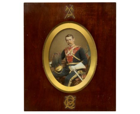 Victorian 5th Royal Irish Lancers Portrait of an Officer.This portrait is possibly a painted photograph and depicts a Captain