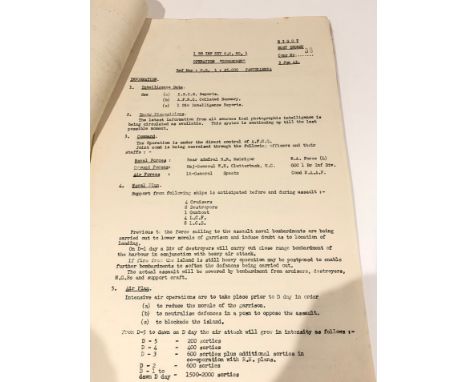 WW2 Operation “Corkscrew” Invasion of Pantelleria. Original “Bigot Secret” Papers.These are the original papers for the prepa