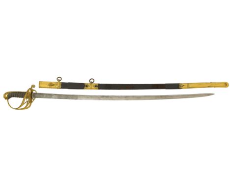 Early Victorian 1822 Infantry Pattern Levee Sword.A rare example with narrow single edged curved piped back blade. This with 