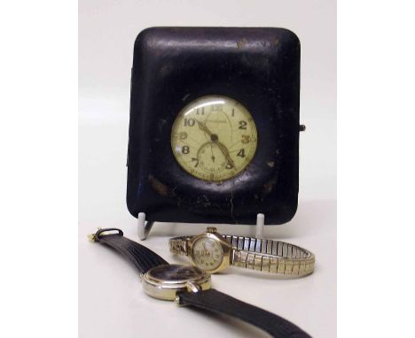 Jaeger-Lecoultre GSTP Chrome Pocket Watch and 2 Lady's Wrist Watches A condition report is not available for this lot.  Damag