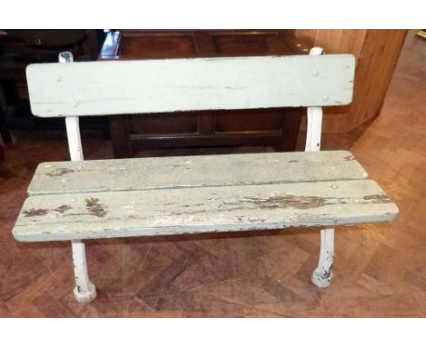 Cast iron/wooden bench, Edwards & Jones, Longton. A condition report is not available for this lot.  Damage, defects, restora