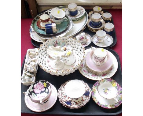 Collection of mixed ceramics including a Royal Worcester shell vase, Spode coffee cans and saucers, Dresden cups and saucers 