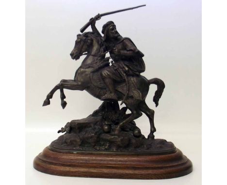 Bronze figure Arab on horseback A condition report is not available for this lot.  Damage, defects, restoration or other faul