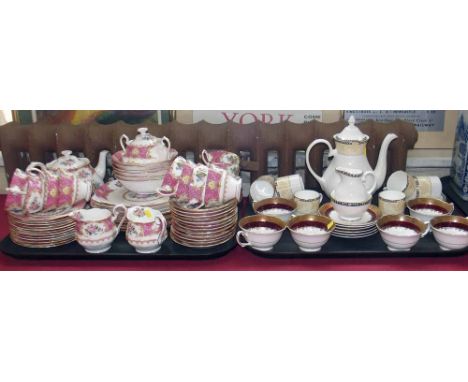 Royal Albert Lady Carlyle Tea Set, Royal Grafton Coffee set, and six Grafton cups and saucers A condition report is not avail