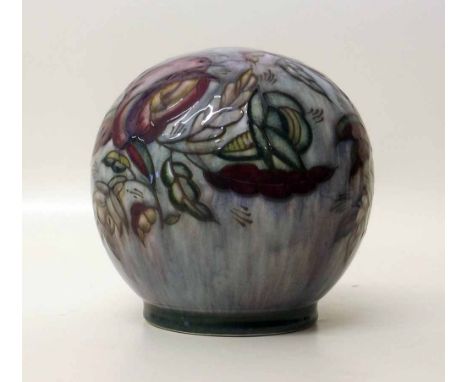 Bursley ware Charlotte Rhead prototype design lamp base,   tube lined with flora, printed mark and tube lined 'T.L. 51 R' to 