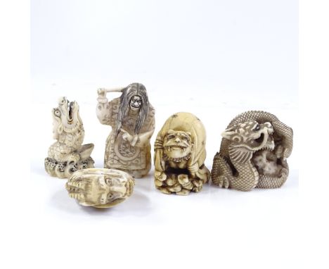 A group of Japanese Meiji Period ivory netsuke (5) 