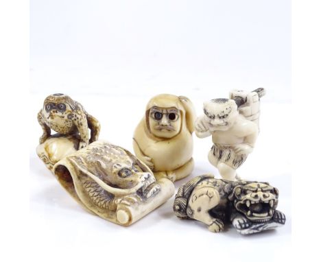 A group of Japanese Meiji Period ivory netsuke (5) 