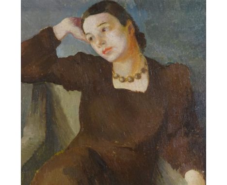 Trekkie Parsons (Ritchie), oil on canvas, portrait of a woman, inscribed on stretcher, 25" x 19", framed 