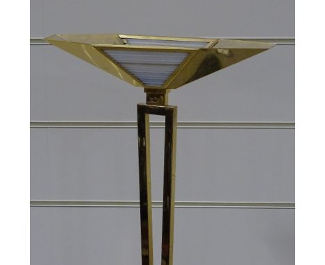 An Art Deco style Italian uplighter, gilt metal body on aluminium base, height 185cm 